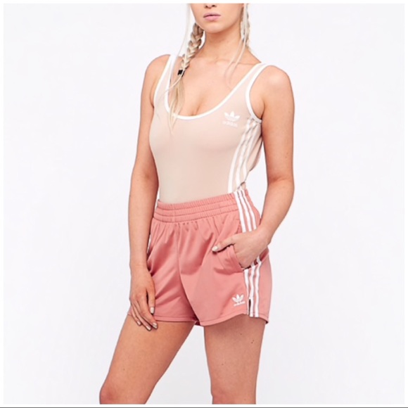 adidas three stripe shorts pink